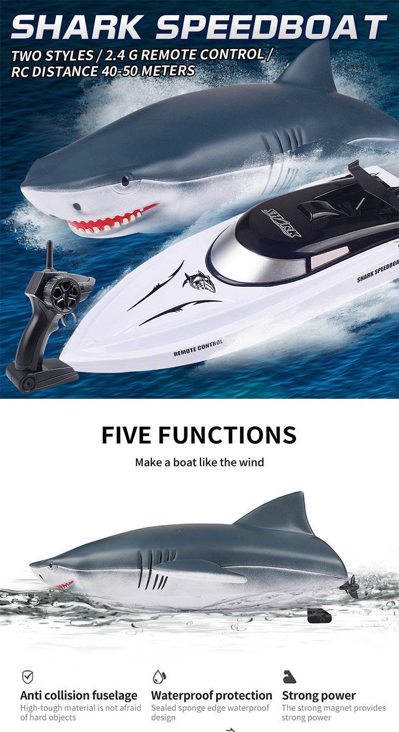 New Electric Shark RC Boat Vehicles Waterproof Swimming Pool Simulation Model Toys 2 In 1 High-speed Remote Control Boat - ProTrendyz