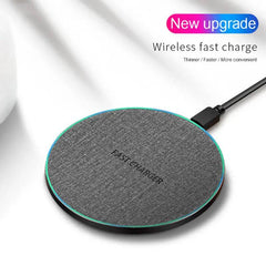 Qi Standard Ultra-Thin Fabric Aluminum Alloy Fast Charge Wireless Charger 15W Fast Charge Fast Charger Disc Wireless Charger - ProTrendyz