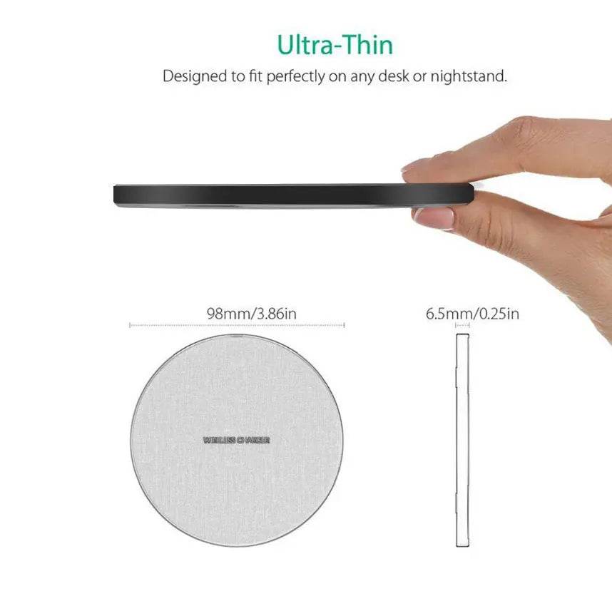 Qi Standard Ultra-Thin Fabric Aluminum Alloy Fast Charge Wireless Charger 15W Fast Charge Fast Charger Disc Wireless Charger - ProTrendyz