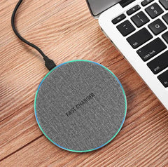 Qi Standard Ultra-Thin Fabric Aluminum Alloy Fast Charge Wireless Charger 15W Fast Charge Fast Charger Disc Wireless Charger - ProTrendyz