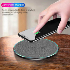 Qi Standard Ultra-Thin Fabric Aluminum Alloy Fast Charge Wireless Charger 15W Fast Charge Fast Charger Disc Wireless Charger - ProTrendyz