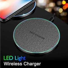 Qi Standard Ultra-Thin Fabric Aluminum Alloy Fast Charge Wireless Charger 15W Fast Charge Fast Charger Disc Wireless Charger - ProTrendyz