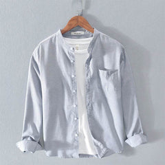 Fashion Stand-Up Collar Solid Color Simple Youth Long-Sleeved Cotton Shirt - ProTrendyz