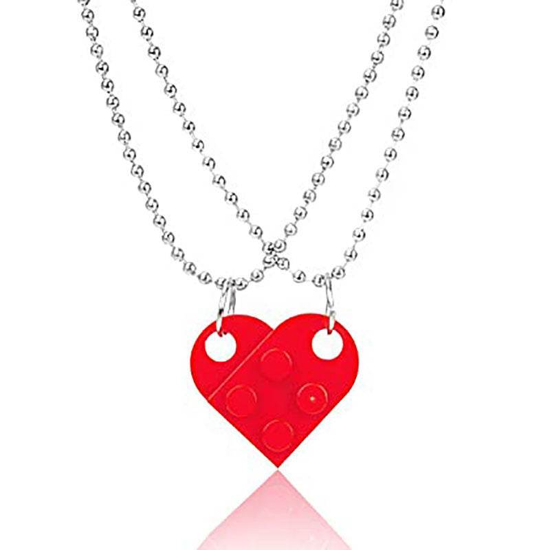 Valentines Day Gift New Jewelry Heart Necklace Love Stitching Acrylic Couple Necklace Valentines Jewelry - ProTrendyz