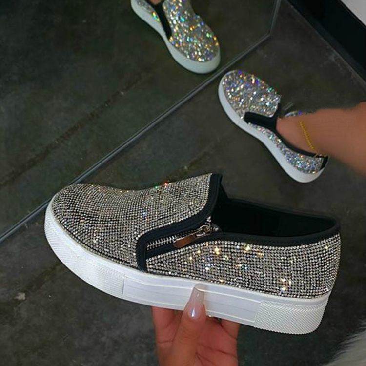 Large Size Rhinestone Flat Casual Single Shoes One Pedal Lazy Shoes - ProTrendyz