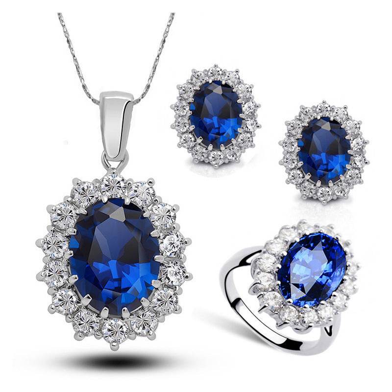 Crystal Jewelry Bridal Necklace Earrings Ring Jewelry Set - ProTrendyz