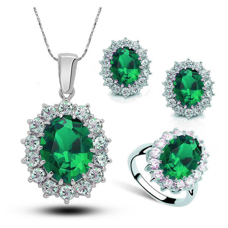 Crystal Jewelry Bridal Necklace Earrings Ring Jewelry Set - ProTrendyz