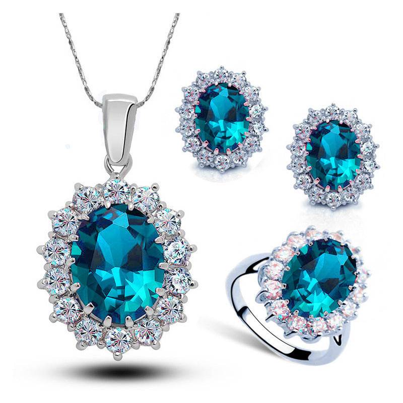 Crystal Jewelry Bridal Necklace Earrings Ring Jewelry Set - ProTrendyz