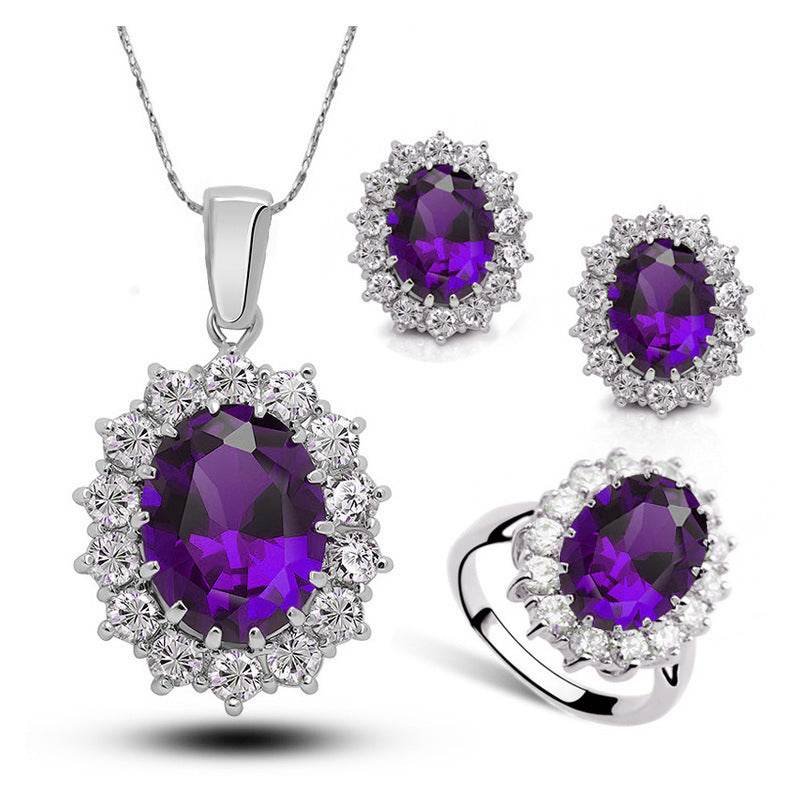 Crystal Jewelry Bridal Necklace Earrings Ring Jewelry Set - ProTrendyz