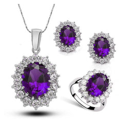 Crystal Jewelry Bridal Necklace Earrings Ring Jewelry Set - ProTrendyz