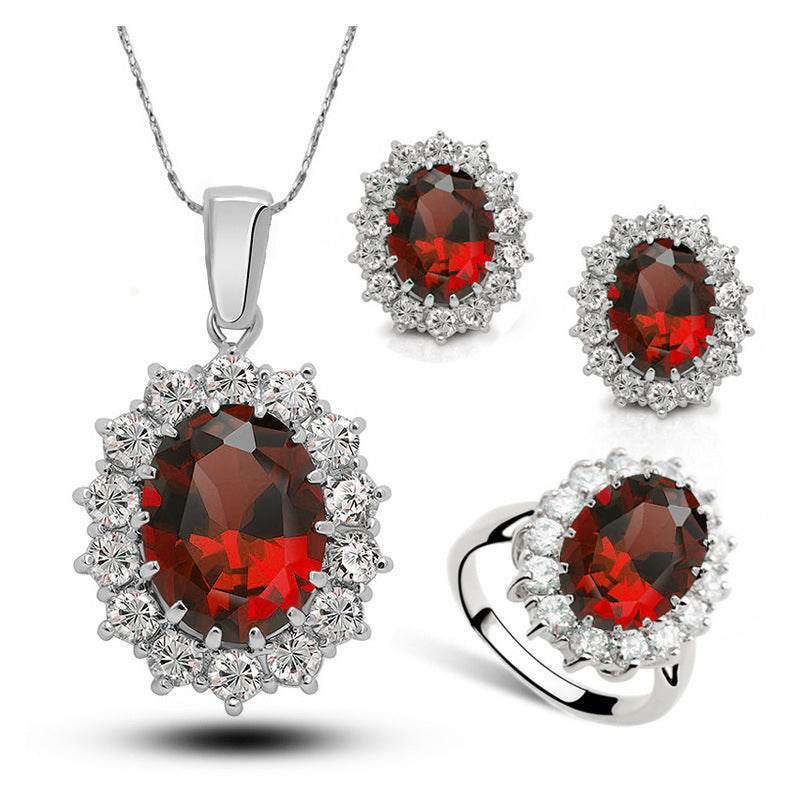 Crystal Jewelry Bridal Necklace Earrings Ring Jewelry Set - ProTrendyz