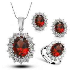 Crystal Jewelry Bridal Necklace Earrings Ring Jewelry Set - ProTrendyz