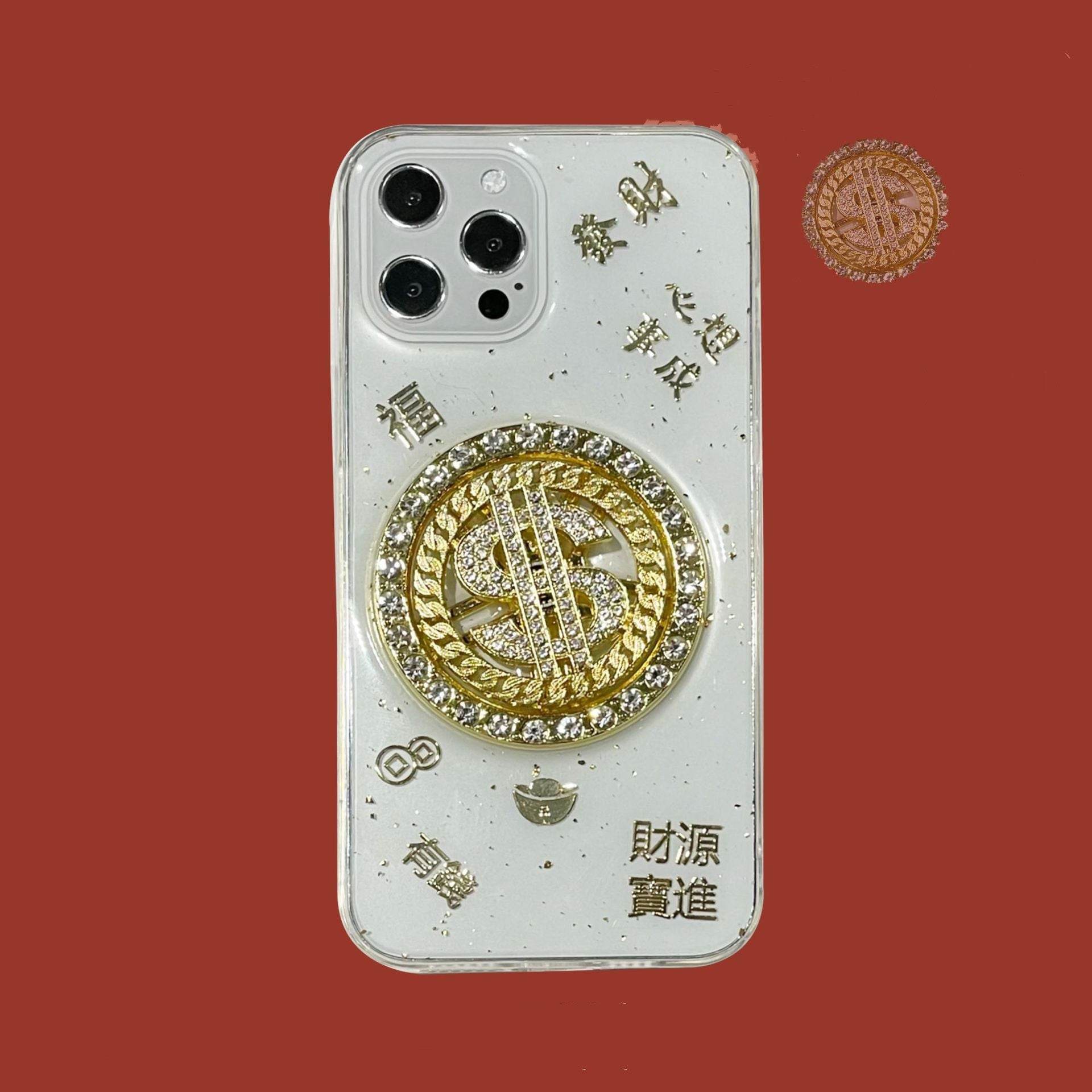 3D Diamond Dollar Turnplate Phone Case Luxury Designer - ProTrendyz