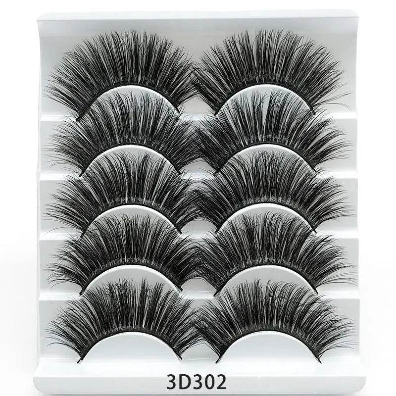 Mink False Eyelashes 3D False Eyelashes Five Pairs Of Soft Cotton Stalk Eyelashes - ProTrendyz