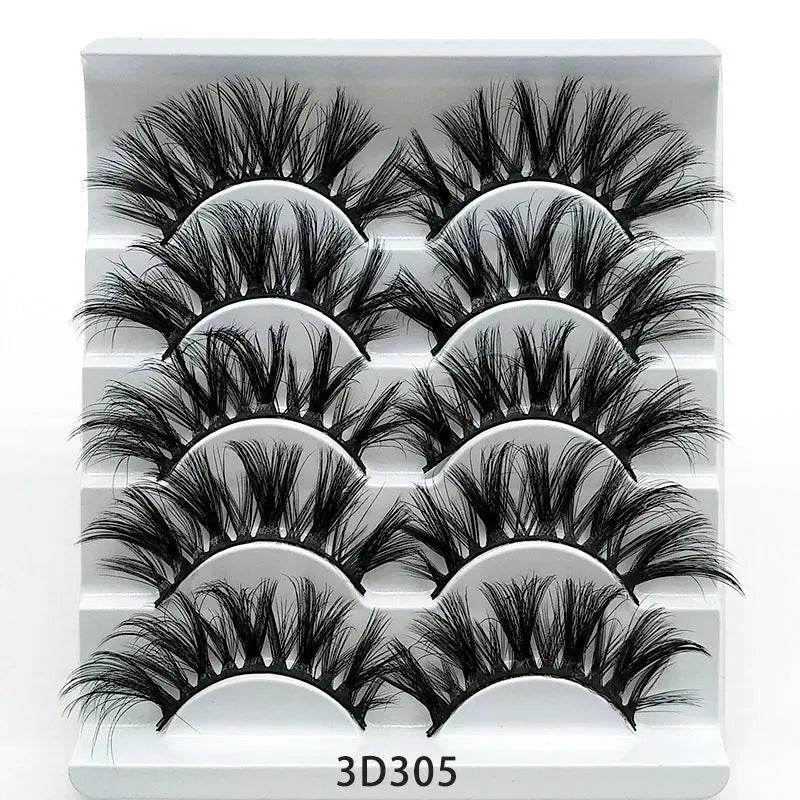 Mink False Eyelashes 3D False Eyelashes Five Pairs Of Soft Cotton Stalk Eyelashes - ProTrendyz