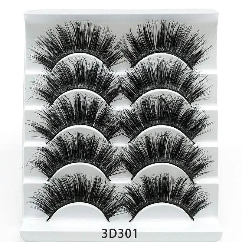 Mink False Eyelashes 3D False Eyelashes Five Pairs Of Soft Cotton Stalk Eyelashes - ProTrendyz