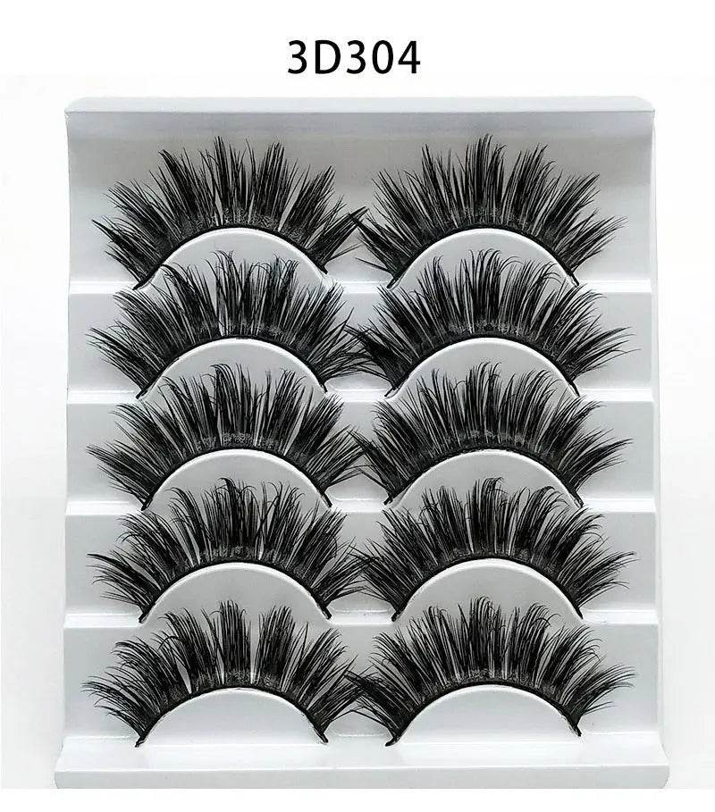 Mink False Eyelashes 3D False Eyelashes Five Pairs Of Soft Cotton Stalk Eyelashes - ProTrendyz