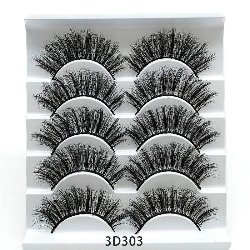Mink False Eyelashes 3D False Eyelashes Five Pairs Of Soft Cotton Stalk Eyelashes - ProTrendyz