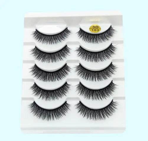 Mink False Eyelashes 3D False Eyelashes Five Pairs Of Soft Cotton Stalk Eyelashes - ProTrendyz