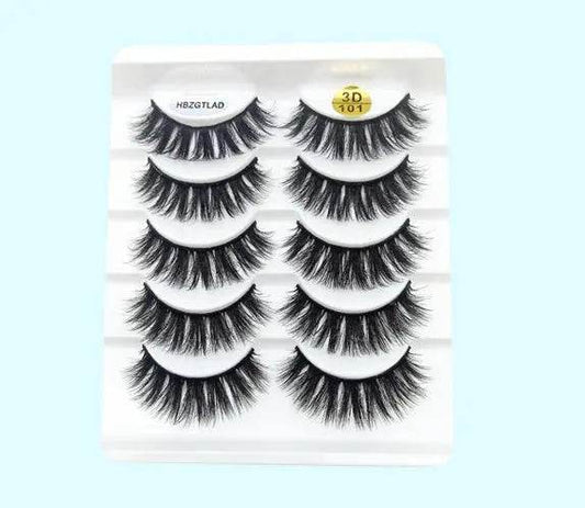 Mink False Eyelashes 3D False Eyelashes Five Pairs Of Soft Cotton Stalk Eyelashes - ProTrendyz