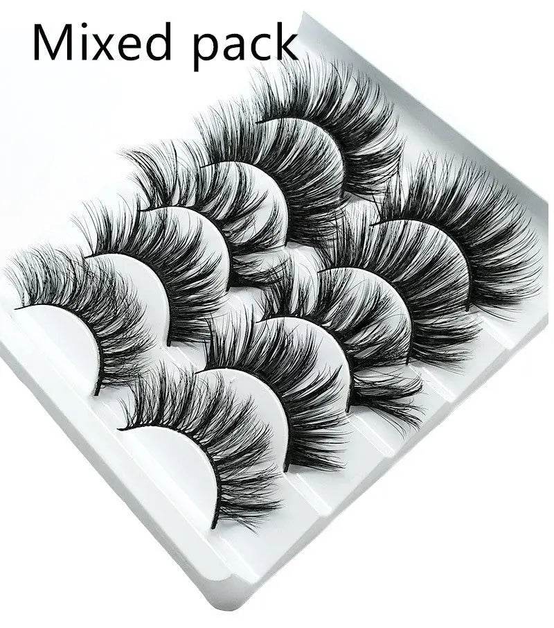 Mink False Eyelashes 3D False Eyelashes Five Pairs Of Soft Cotton Stalk Eyelashes - ProTrendyz