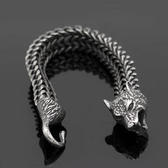 Bracelet Men Stainless Steel Vintage Black Wolf Head Cuban Chain Hand Wristband Male Fashion Jewelry Wholesale Accessories Gifts - ProTrendyz