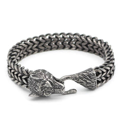 Bracelet Men Stainless Steel Vintage Black Wolf Head Cuban Chain Hand Wristband Male Fashion Jewelry Wholesale Accessories Gifts - ProTrendyz