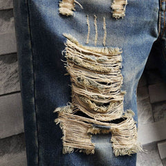 Trend big hole jeans short pants men''s summer Capris jeans pants pants beggars pants men''s Korean slim - ProTrendyz