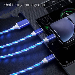 3 In 1 Micro USB Type C Cable LED Flowing Light Type C Chager Cable Mobile Phone Charging Wire - ProTrendyz