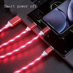 3 In 1 Micro USB Type C Cable LED Flowing Light Type C Chager Cable Mobile Phone Charging Wire - ProTrendyz