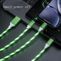3 In 1 Micro USB Type C Cable LED Flowing Light Type C Chager Cable Mobile Phone Charging Wire - ProTrendyz