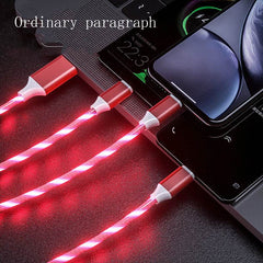 3 In 1 Micro USB Type C Cable LED Flowing Light Type C Chager Cable Mobile Phone Charging Wire - ProTrendyz