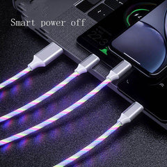 3 In 1 Micro USB Type C Cable LED Flowing Light Type C Chager Cable Mobile Phone Charging Wire - ProTrendyz