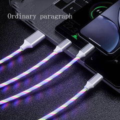 3 In 1 Micro USB Type C Cable LED Flowing Light Type C Chager Cable Mobile Phone Charging Wire - ProTrendyz