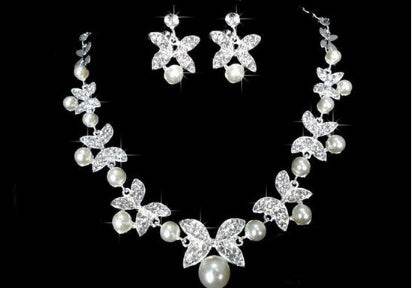 Butterfly Bridal Jewelry Set Chain Pearl Jewelry Three Piece Bridal Soft Chain Headdress Bridal Jewelry Set - ProTrendyz