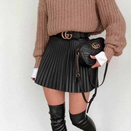 Draped Pleated Knitted Mini Skirts Women Winter Short Skirt - ProTrendyz