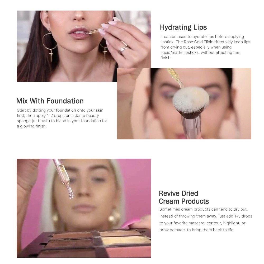 24k Rose Gold Elixir Skin Make Up Oil For Face Essential Oil Before Primer Foundation Moisturizing Face Oil Anti-aging - ProTrendyz