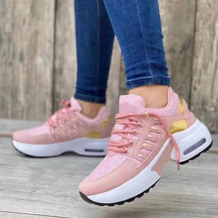 Lace Up Sneakers Women Wedge Heel Running Sports Shoes - ProTrendyz
