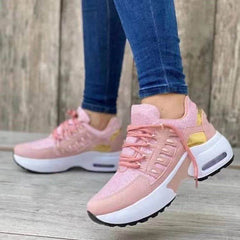 Lace Up Sneakers Women Wedge Heel Running Sports Shoes - ProTrendyz