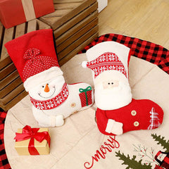 Large Red White Knitted Christmas Stocking Santa Claus Fireplace Decor Socks Xmas Gift Bags Candy Holder Decor For Home - ProTrendyz