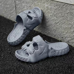 Personalized Skull Design Halloween Slippers Bathroom Indoor Outdoor Funny Slides Beach Shoes - ProTrendyz