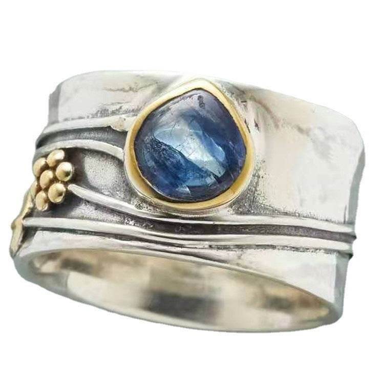 Aquamarine Ring Water Drop Two-tone Alloy - ProTrendyz