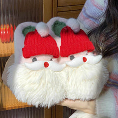 Cute Christmas Santa Claus Home Slippers Winter Warm Indoor Non-slip Floor Plush Shoes For Women - ProTrendyz