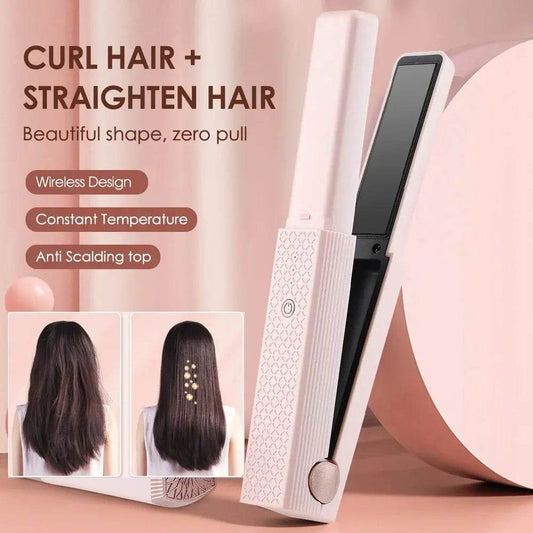 Hair Straightener Cordless Usb Hair Straightener Mini Ceramics Hair Curler 3 Constant Temperature Portable Flat Iron For Travel US - ProTrendyz