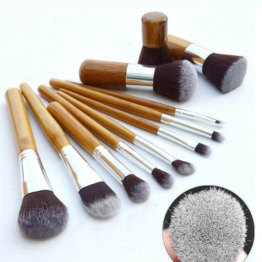 Bamboo Handle Makeup Brush Bamboo Pole Makeup Brushes Suit Bamboo Pole With Sack Top Quality - ProTrendyz