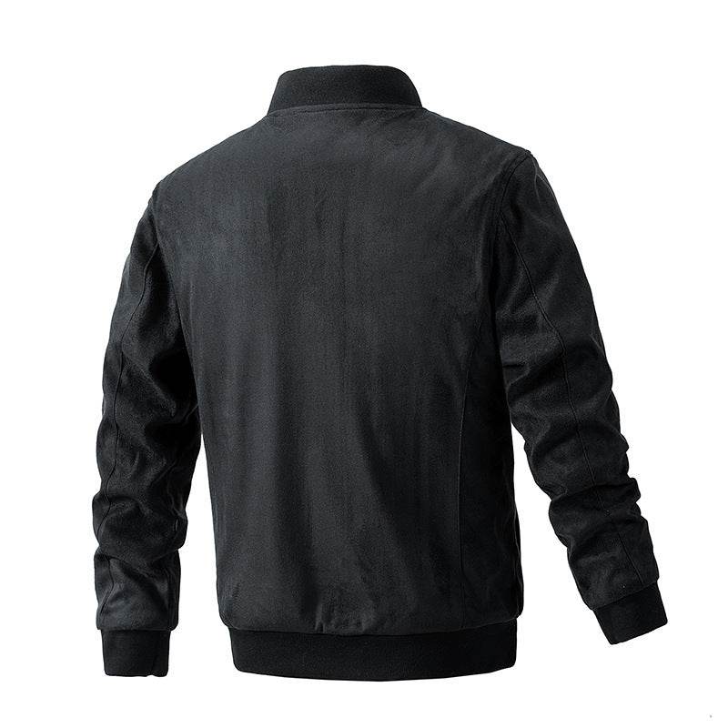 Suede Stand Collar Men's Jacket Double Zipper Pocket Clothing Mens - ProTrendyz