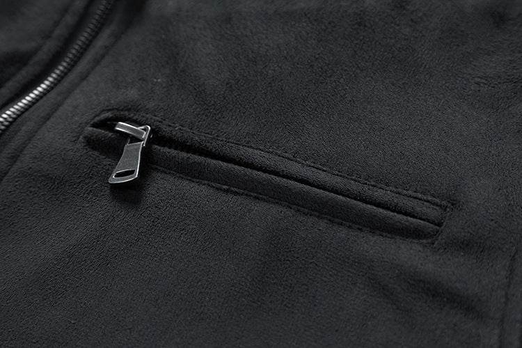 Suede Stand Collar Men's Jacket Double Zipper Pocket Clothing Mens - ProTrendyz