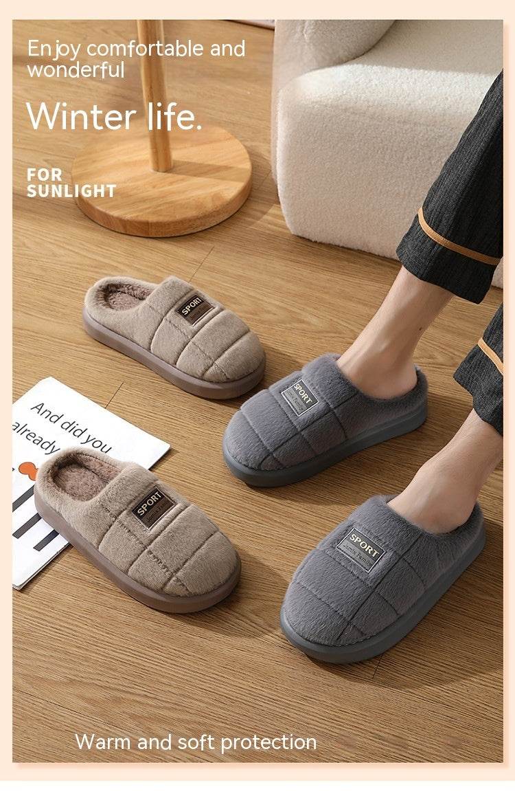 Men's Cotton Winter Household Woolen Thick Bottom And Warm Keeping Slippers - ProTrendyz