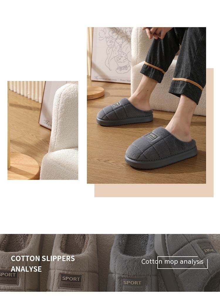 Men's Cotton Winter Household Woolen Thick Bottom And Warm Keeping Slippers - ProTrendyz