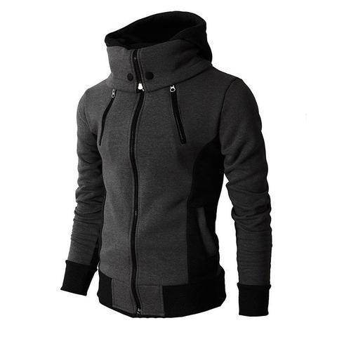 Men's Zip UP Hooded Jacket Fake Two Piece Sports Cardigan Casual Slim Sweatshirt Jacket - ProTrendyz